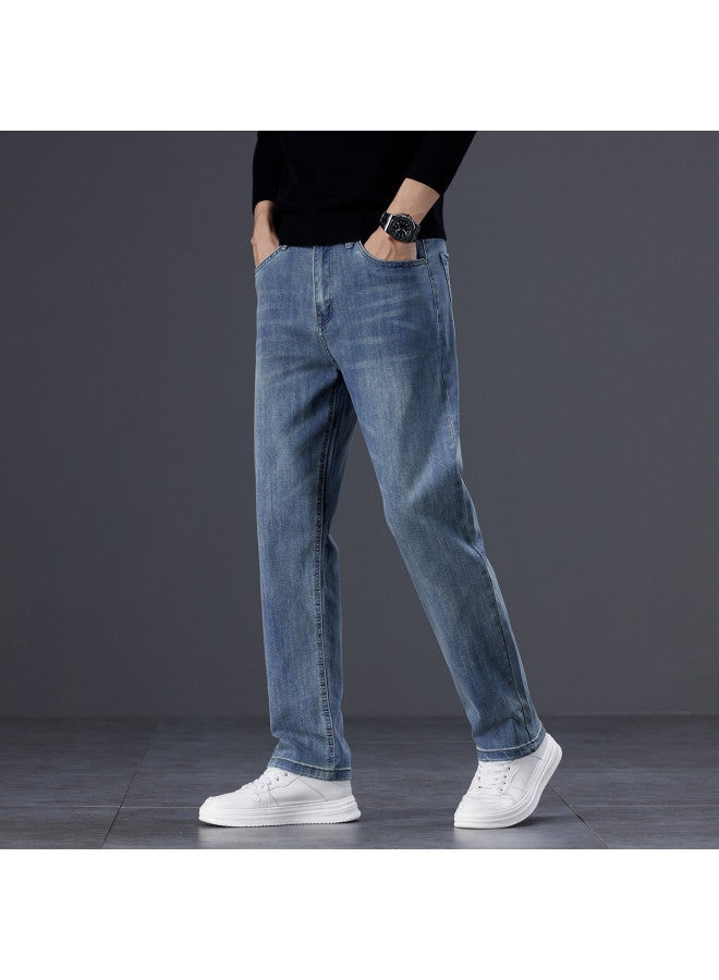 Fapai Men's Jeans With Slight Stretch, Retro Solid Color Straight Leg Pants, Men's Loose Casual Trousers, Long Pants - Image 5