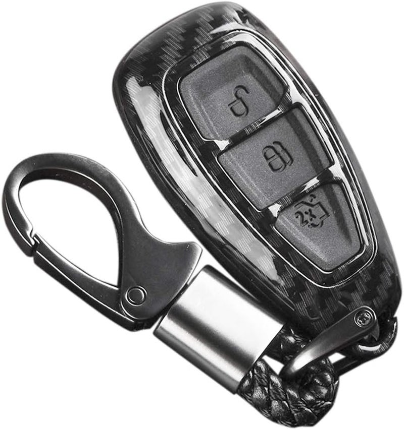 Carrfan Carbon Fiber Remote Key Fob Case Shell Cover for Ford Models - Image 1