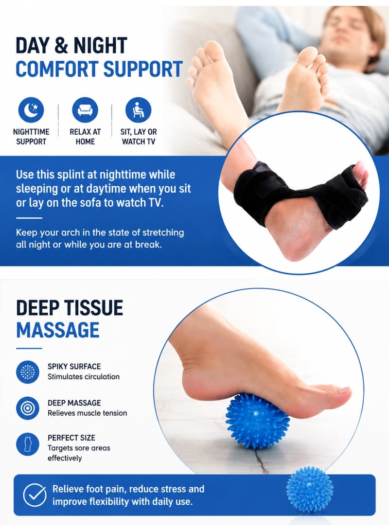 IKBEN Plantar Fasciitis Night Splint Foot Drop Orthotic Brace Adjustable Elastic Dorsal Splint Effective Relief from Plantar Fasciitis Pain Heel Arch Foot Pain - Image 2