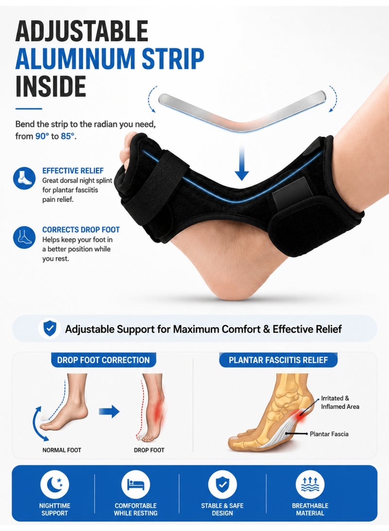 IKBEN Plantar Fasciitis Night Splint Foot Drop Orthotic Brace Adjustable Elastic Dorsal Splint Effective Relief from Plantar Fasciitis Pain Heel Arch Foot Pain - Image 3