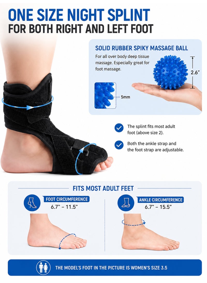IKBEN Plantar Fasciitis Night Splint Foot Drop Orthotic Brace Adjustable Elastic Dorsal Splint Effective Relief from Plantar Fasciitis Pain Heel Arch Foot Pain - Image 4
