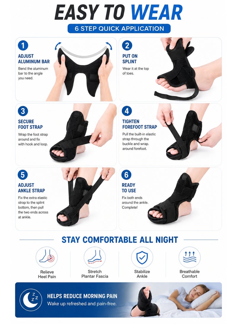 IKBEN Plantar Fasciitis Night Splint Foot Drop Orthotic Brace Adjustable Elastic Dorsal Splint Effective Relief from Plantar Fasciitis Pain Heel Arch Foot Pain - Image 5