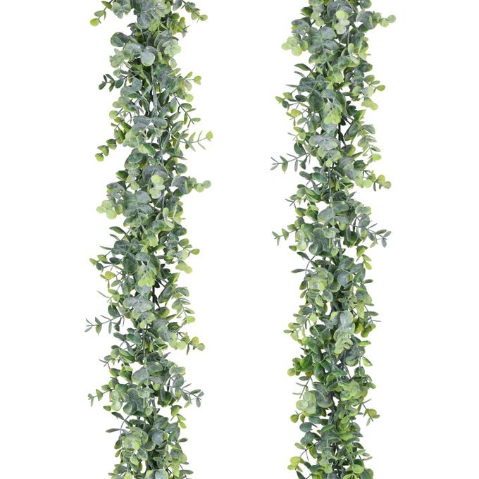 2 Pack Artificial Eucalyptus Garland Fake Eucalyptus Greenery Garland Wedding Backdrop Arch Wall Decor 55 FeetStrand Fake Hanging Plant for Table Festival Party Decoration