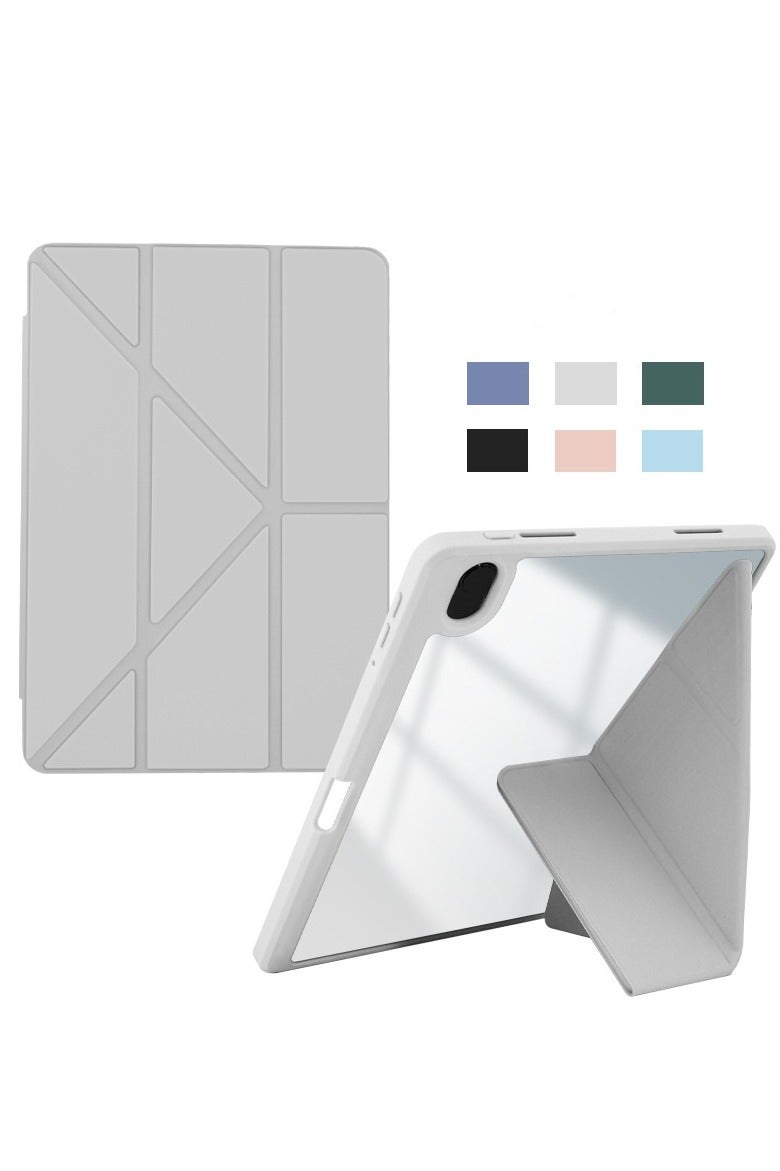 iPad Air 11 2024 Case Smart Folio Slim Stand Cover Auto Sleep/Wake, with Pencil Slot, Clear Back Cover Gray - Image 1