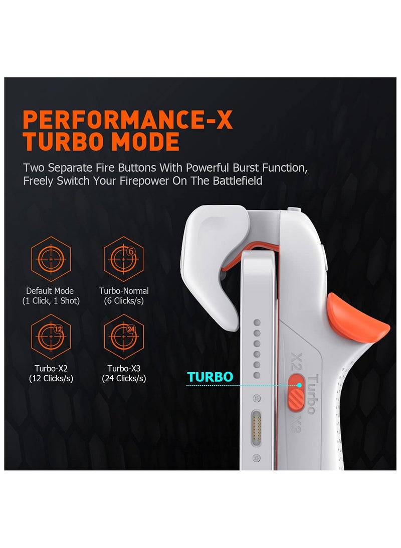 بيج بيج وين أزرار تشغيل الألعاب المحمولة  M1، وحدات تحكم الألعاب المحمولة، التوصيل والتشغيل للهواتف التي تعمل بنظام iOS وAndroid مقاس 4.7-6.5 بوصة، مشغل ألعاب PUBG/Fortnite/COD، عصا تحكم بيضاء، لوحة ألعاب مع اهتزاز (M1-1 قطعة) - Image 3