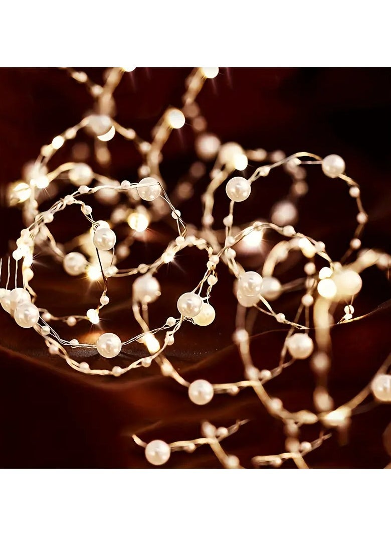 Goolsky 1pc Pearl Decorative String Lights, Warm White 20LED, Battery Operated (Batteries Not Included), Plastic Shade, Copper Wire Lights for Bedroom, Wedding, Proposal Decor, ≤36V  - Image 1