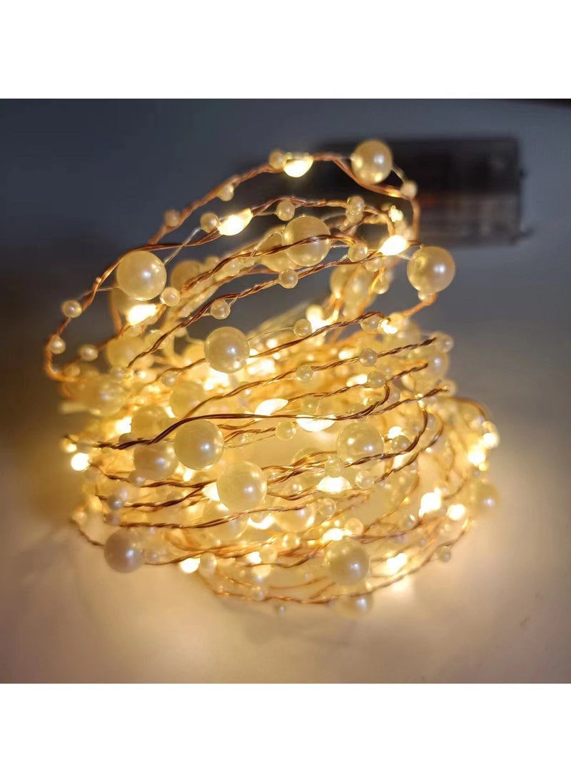 Goolsky 1pc Pearl Decorative String Lights, Warm White 20LED, Battery Operated (Batteries Not Included), Plastic Shade, Copper Wire Lights for Bedroom, Wedding, Proposal Decor, ≤36V  - Image 2