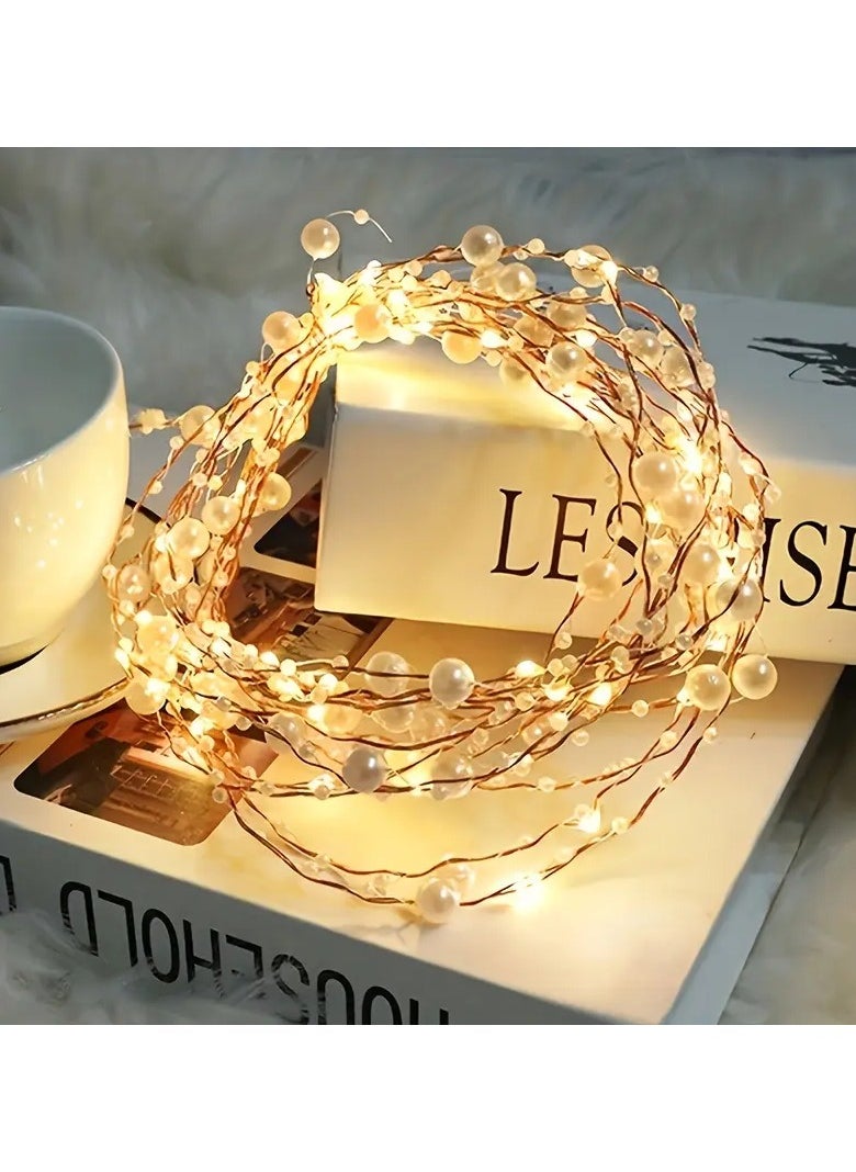 Goolsky 1pc Pearl Decorative String Lights, Warm White 20LED, Battery Operated (Batteries Not Included), Plastic Shade, Copper Wire Lights for Bedroom, Wedding, Proposal Decor, ≤36V  - Image 5