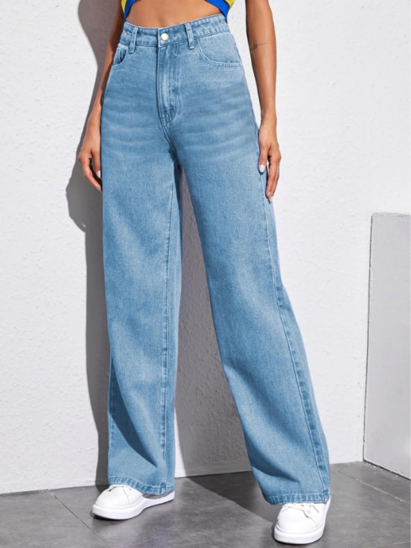 Ben Martin Baggy Jeans for Women || Women,s Loose Jean Pants || Oversized Jean's for Women's || Wide Leg Jean,s for Woman || Casual Jins for Woman's || Loose Jin Pant for Woman,s Light Blue 04-36 - Image 4