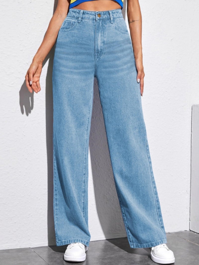 Ben Martin Baggy Jeans for Women || Women,s Loose Jean Pants || Oversized Jean's for Women's || Wide Leg Jean,s for Woman || Casual Jins for Woman's || Loose Jin Pant for Woman,s Light Blue 04-36 - Image 5