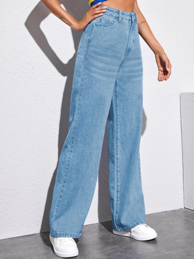 Ben Martin Baggy Jeans for Women || Women,s Loose Jean Pants || Oversized Jean's for Women's || Wide Leg Jean,s for Woman || Casual Jins for Woman's || Loose Jin Pant for Woman,s Light Blue 04-36 - Image 3