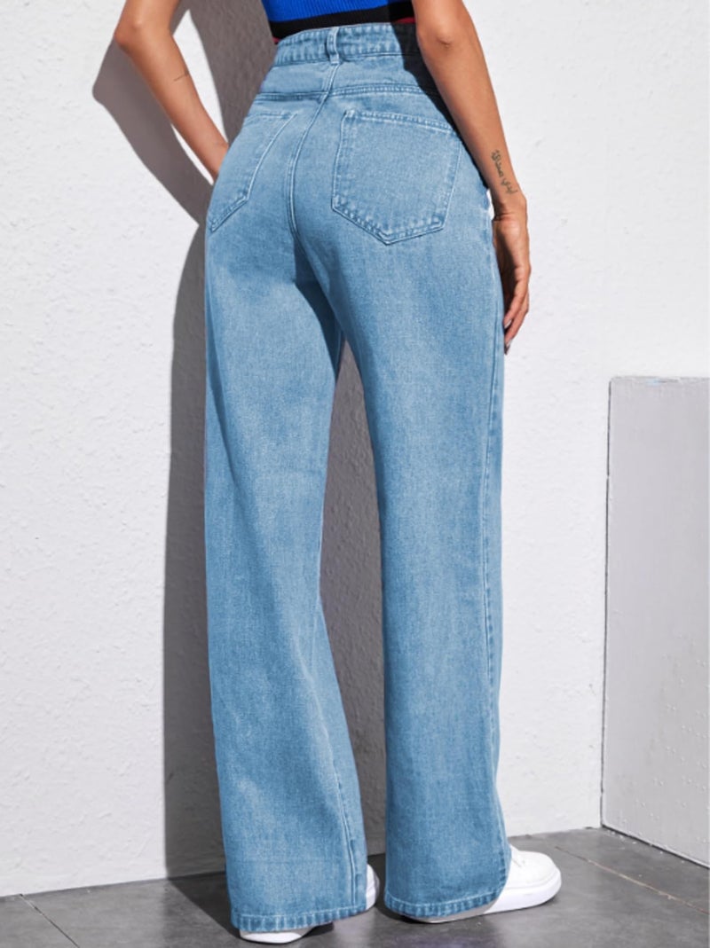 Ben Martin Baggy Jeans for Women || Women,s Loose Jean Pants || Oversized Jean's for Women's || Wide Leg Jean,s for Woman || Casual Jins for Woman's || Loose Jin Pant for Woman,s Light Blue 04-36 - Image 2
