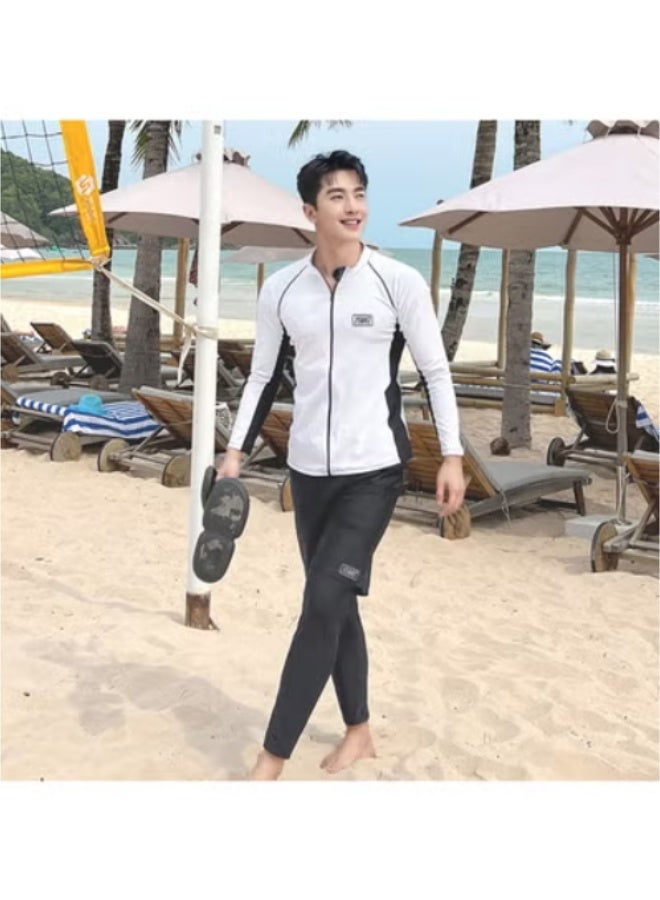Generic Wetsuit Men's Top Sunscreen Quick-drying Scuba Suit Surfsuit Long-sleeved Warm Swimsuit Jellyfish Suit Swimming Jacket-Color:611 Men's Two-piece Set-Size:4XL - Image 5