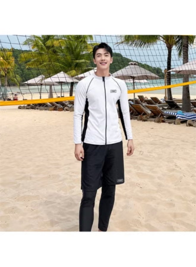 Generic Wetsuit Men's Top Sunscreen Quick-drying Scuba Suit Surfsuit Long-sleeved Warm Swimsuit Jellyfish Suit Swimming Jacket-Color:611 Men's Two-piece Set-Size:4XL - Image 4
