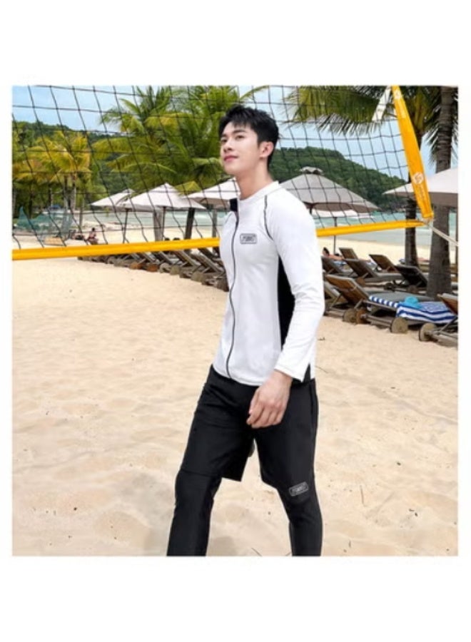 Generic Wetsuit Men's Top Sunscreen Quick-drying Scuba Suit Surfsuit Long-sleeved Warm Swimsuit Jellyfish Suit Swimming Jacket-Color:611 Men's Two-piece Set-Size:4XL - Image 3