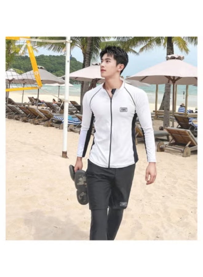 Generic Wetsuit Men's Top Sunscreen Quick-drying Scuba Suit Surfsuit Long-sleeved Warm Swimsuit Jellyfish Suit Swimming Jacket-Color:611 Men's Two-piece Set-Size:4XL - Image 2