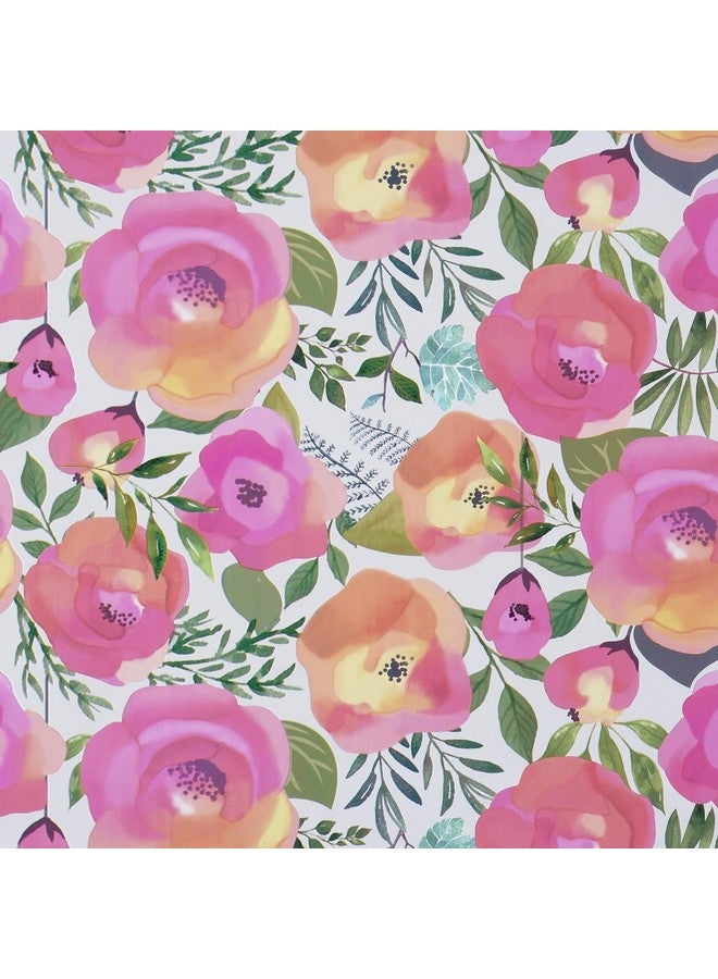 WENMER Pink Floral Wallpaper 17.7" x 236" Peel and Stick Peach Pink Flower Wallpaper Decorative Watercolor Removable Wallpaper for Dresser Cabinet Shelf Liner Bedroom Bathroom Accent Walls - Image 1