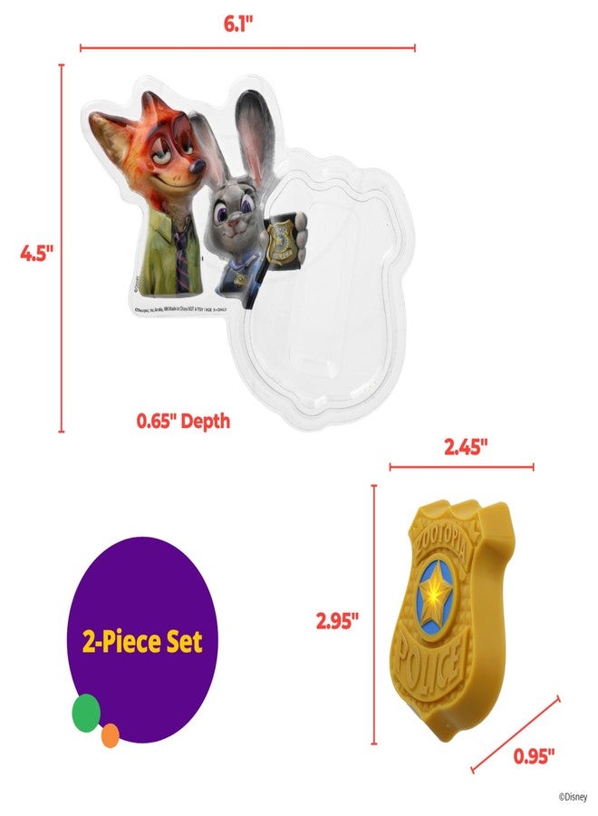 ديكوباك زينة كعكة زوتوبيا من ديزني، وزينة قسم شرطة زوتوبيا التي تضم جودي هوبس ونيك وايلد وشارة مضيئة قابلة للارتداء - Image 4