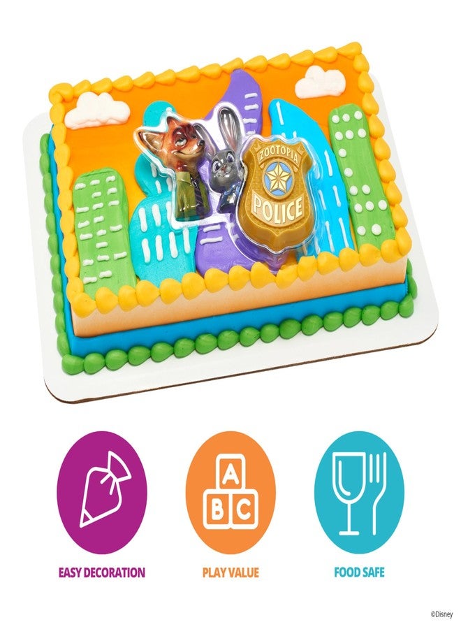 ديكوباك زينة كعكة زوتوبيا من ديزني، وزينة قسم شرطة زوتوبيا التي تضم جودي هوبس ونيك وايلد وشارة مضيئة قابلة للارتداء - Image 2