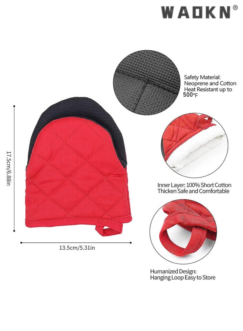 WAOKN Red Non-Slip Heat-Resistant Oven Mitts,Kitchen Heat-Resistant Gloves, Perfect for Baking and Barbecue, Provides Superior Protection Against High Temperatures, Essential Kitchen Tool  - Image 3