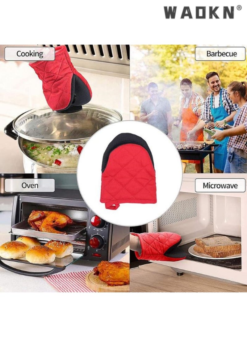 WAOKN Red Non-Slip Heat-Resistant Oven Mitts,Kitchen Heat-Resistant Gloves, Perfect for Baking and Barbecue, Provides Superior Protection Against High Temperatures, Essential Kitchen Tool  - Image 5