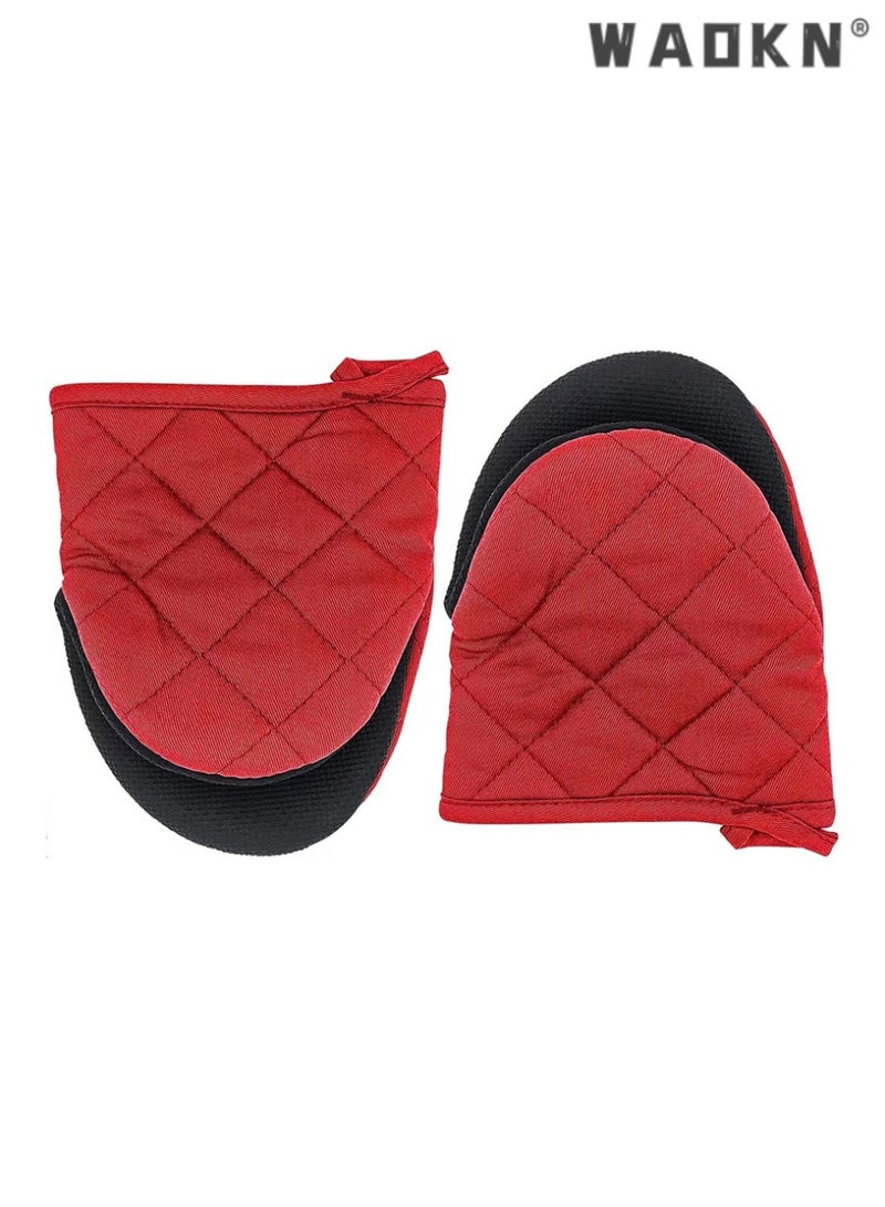 WAOKN Red Non-Slip Heat-Resistant Oven Mitts,Kitchen Heat-Resistant Gloves, Perfect for Baking and Barbecue, Provides Superior Protection Against High Temperatures, Essential Kitchen Tool  - Image 1
