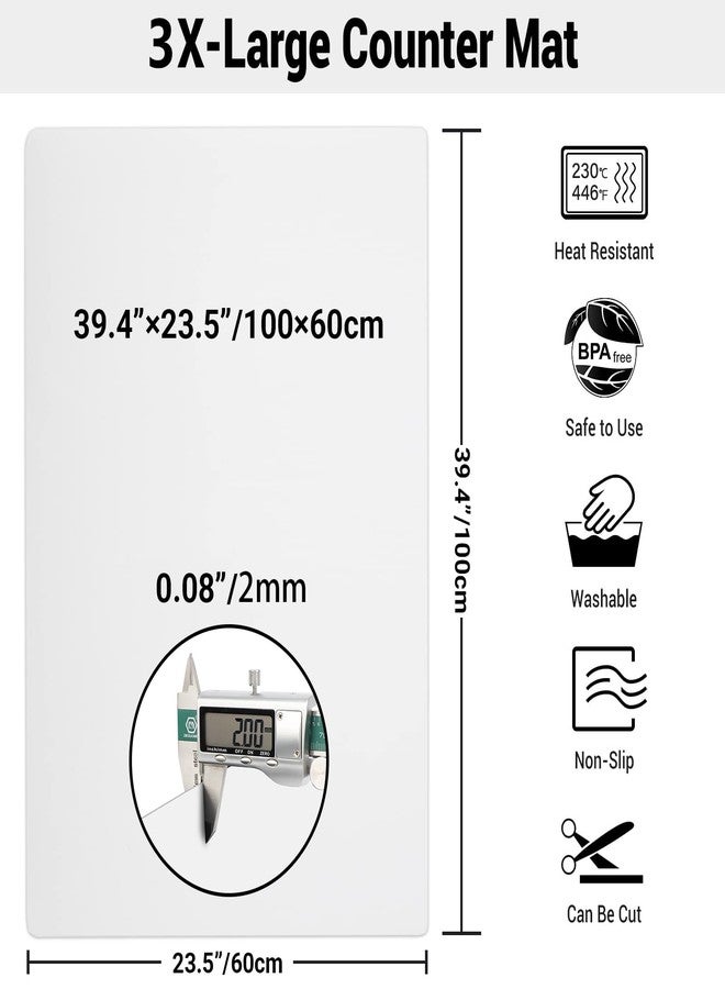 Ewen 39.4x23.5in 2mm Extra Large Silicone Mat, Thick Heat Resistant Placemat Silicone Mats for Kitchen Counter, Bar Workbench Table Protector Cover Pad for Air Fryer Coffee Maker Stove Translucent - Image 3