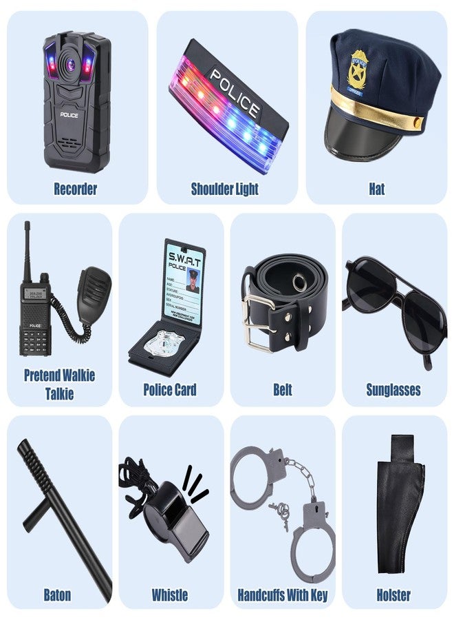 G.C Kids Police Costume Boys Cop Costumes Accessories Shoulder Light Hat Belt Recorder Girls Police Officer Gear Halloween Career Day Gifts (M(8-10Y)) - Image 5