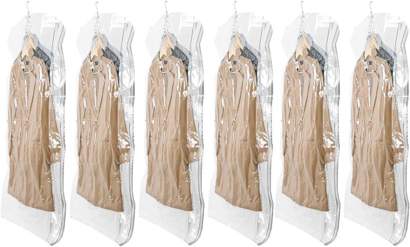 Taili Hanging Vacuum Sealer Storage Space Saver Bags for Clothing, Suits and Jackets, Closet Organizers, 6 Pack Jumbo Clear - Image 1