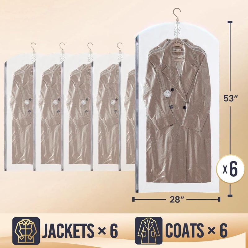 Taili Hanging Vacuum Sealer Storage Space Saver Bags for Clothing, Suits and Jackets, Closet Organizers, 6 Pack Jumbo Clear - Image 2