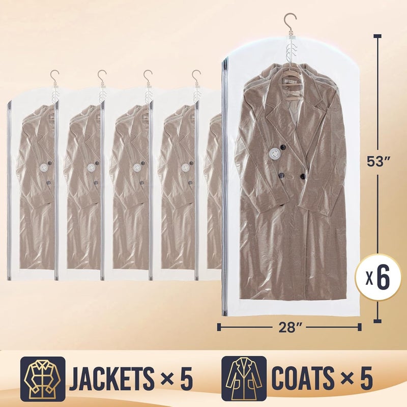 Taili Hanging Vacuum Sealer Storage Space Saver Bags for Clothing, Suits and Jackets, Closet Organizers, 6 Pack Jumbo Clear - Image 3