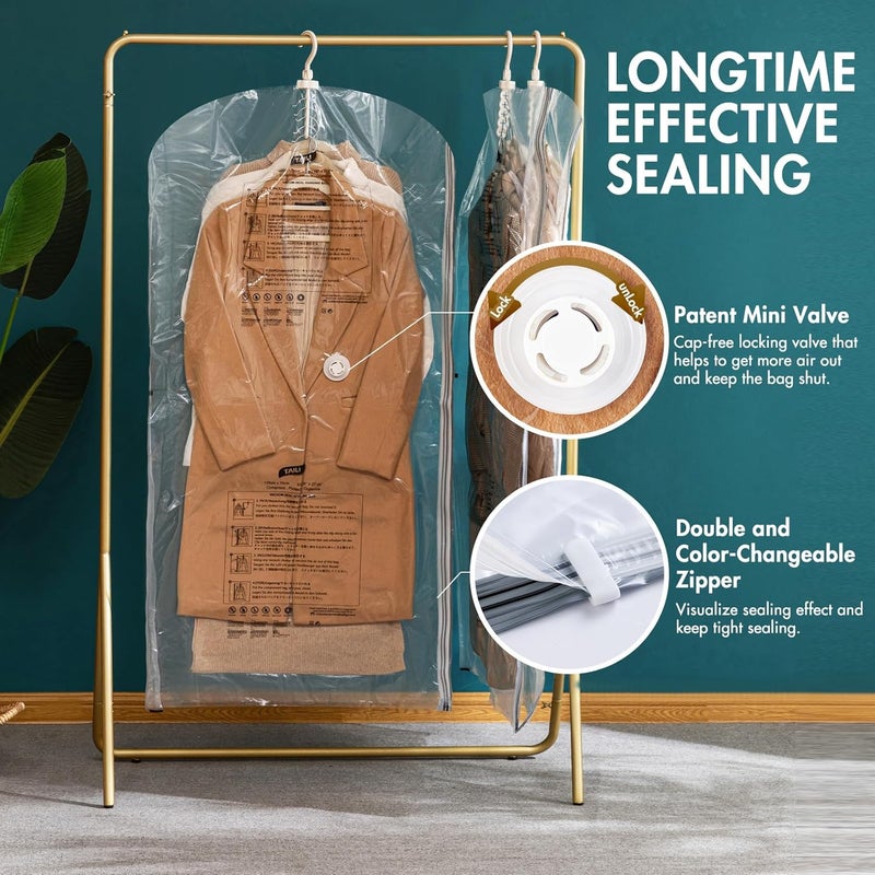 Taili Hanging Vacuum Sealer Storage Space Saver Bags for Clothing, Suits and Jackets, Closet Organizers, 6 Pack Jumbo Clear - Image 4