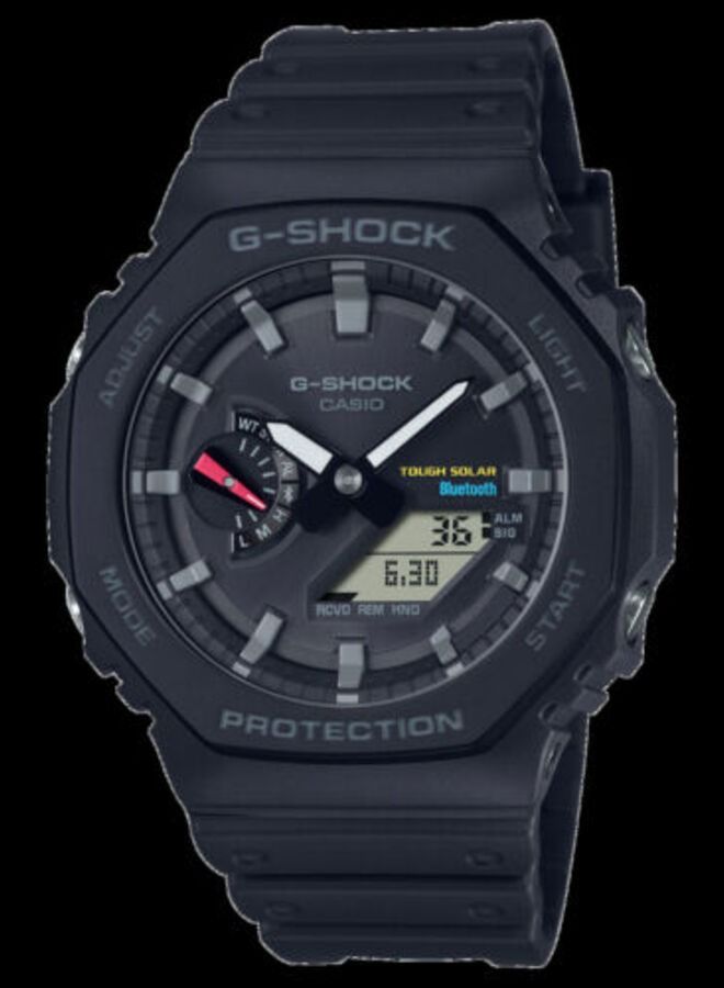 كاسيو ساعة رجالية جي شوك رقمية انالوج سوداء بسوار من الراتنج GA-B2100-1ADR. - Image 1