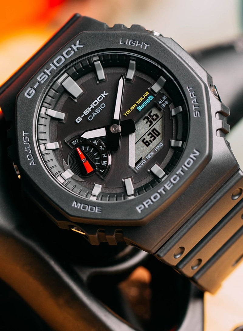 كاسيو ساعة رجالية جي شوك رقمية انالوج سوداء بسوار من الراتنج GA-B2100-1ADR. - Image 3