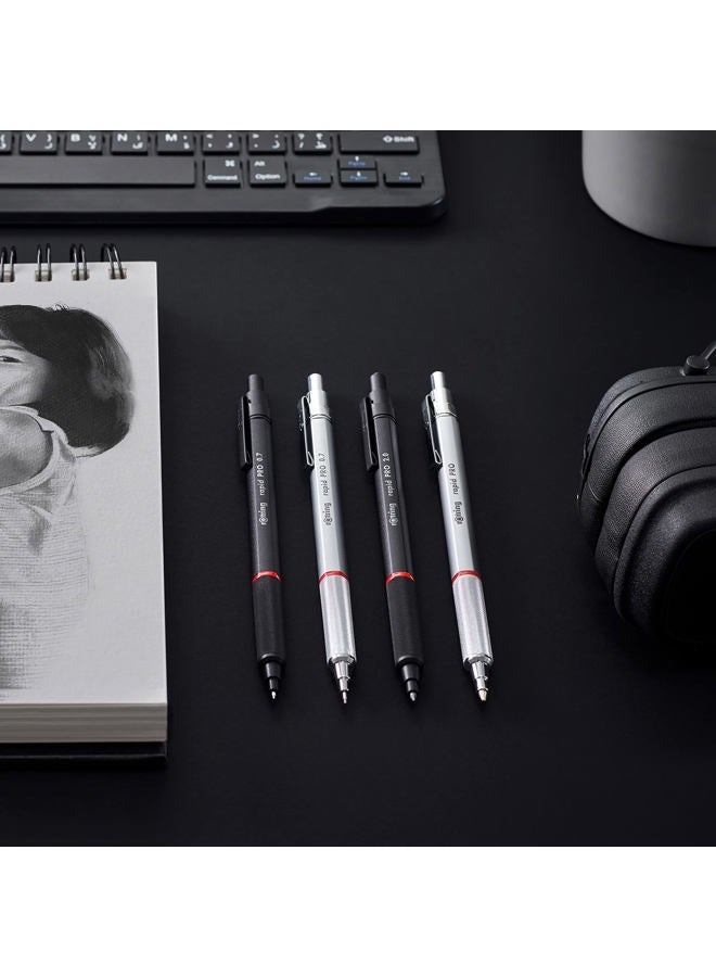 Rotring Rapid Pro Mechanical Pencil HB 0.7 mm Lead Propelling Pencil Reduced Lead Breakage Silver Chrome Full-Metal Barrel - Image 4