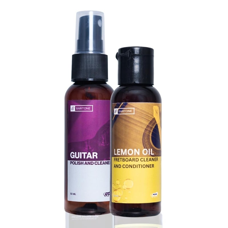 Baritone زيت ليمون للجيتار 50 مل و ملمع الجيتار 50 مل - مجموعة أدوات تنظيف الجيتار المكونة من 2 - Image 1