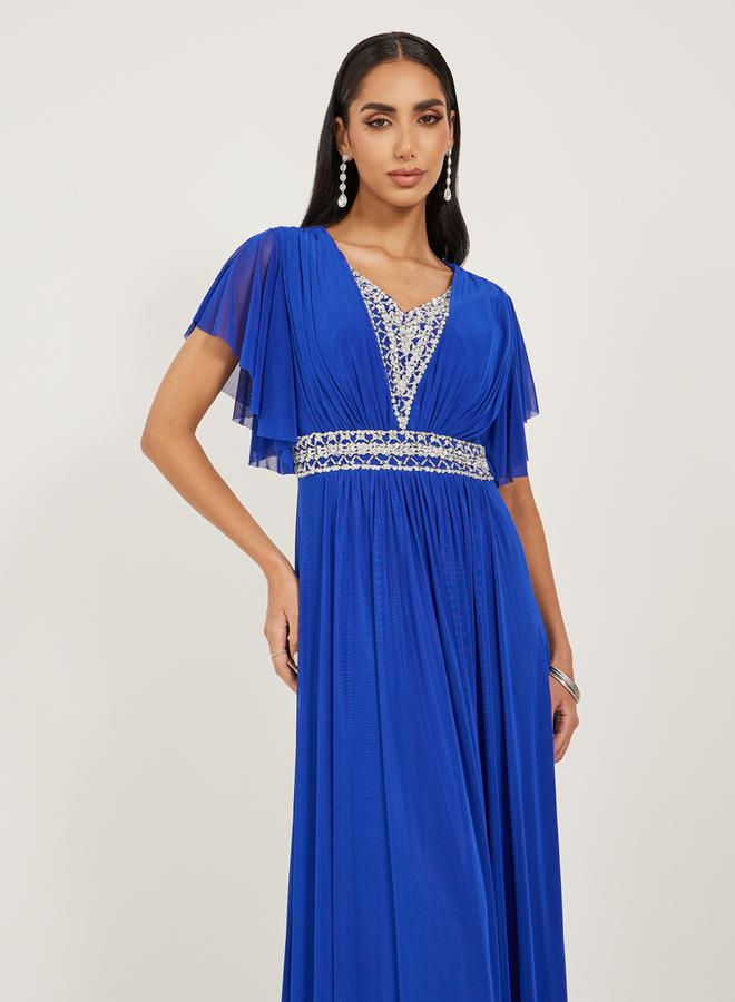 ستايلي فستان ماكسي بأكمام واسعة مزينة - Image 3