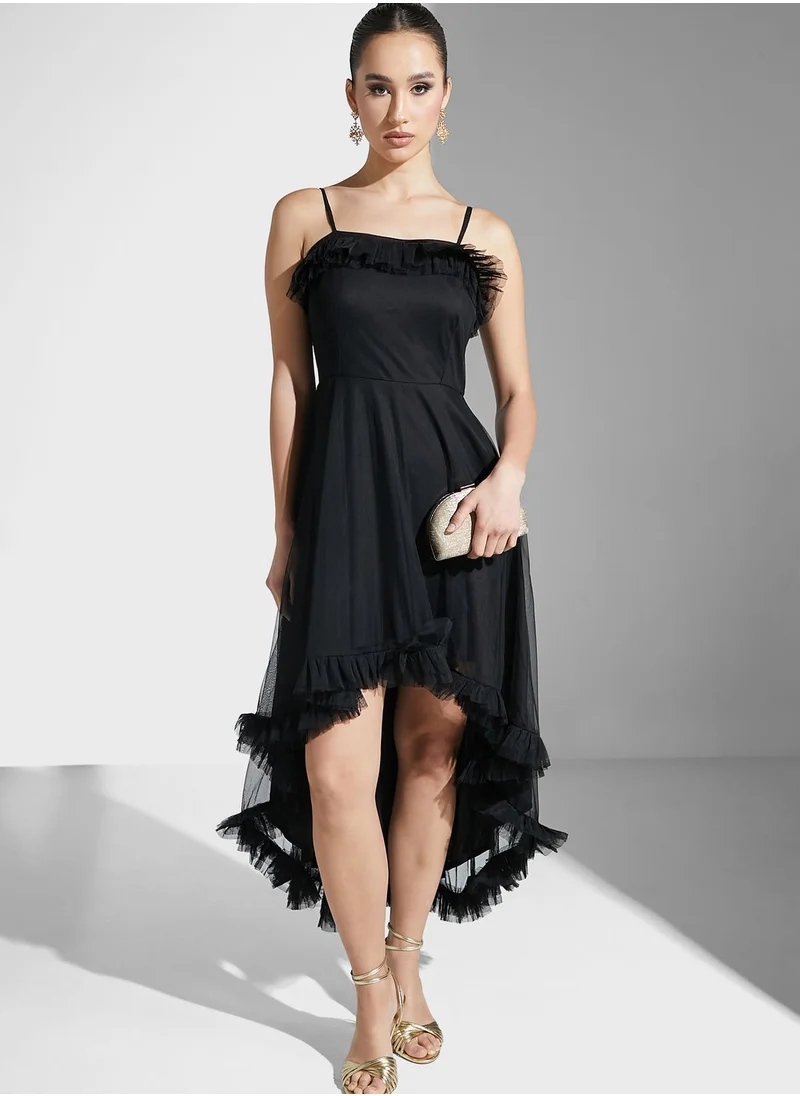 Namshi x Hadia Ghaleb Ruffled High Low Dress