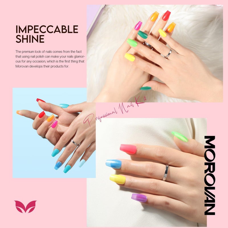 Morovan Nail Polish Set Fingernail: Shimmer Glitter Air Dry 15 Bright Colors 0.27oz Neon Regular Nail Polish Kit Finger Nail Set Gift for Women Spring Summer - Image 5