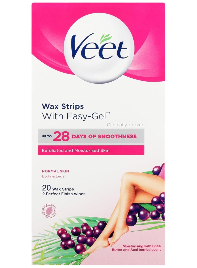 شرائح شمع فيت للساقين والجسم، عادية، 20 شريحة