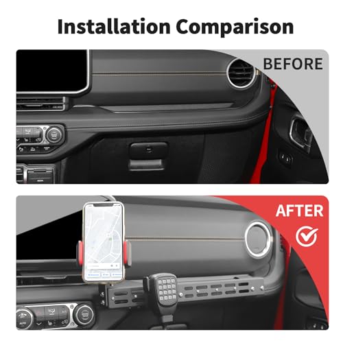 JWWY for Jeep JL Center Console Passenger Grab Handle Phone Mount Adjustable Phone Holder Expansion Multi-Function Bracket for 2024 Jeep Wrangler JL JLU & Gladiator JT 4xe Interior Accessories - Image 2
