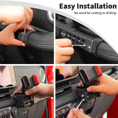 JWWY for Jeep JL Center Console Passenger Grab Handle Phone Mount Adjustable Phone Holder Expansion Multi-Function Bracket for 2024 Jeep Wrangler JL JLU & Gladiator JT 4xe Interior Accessories - Image 4
