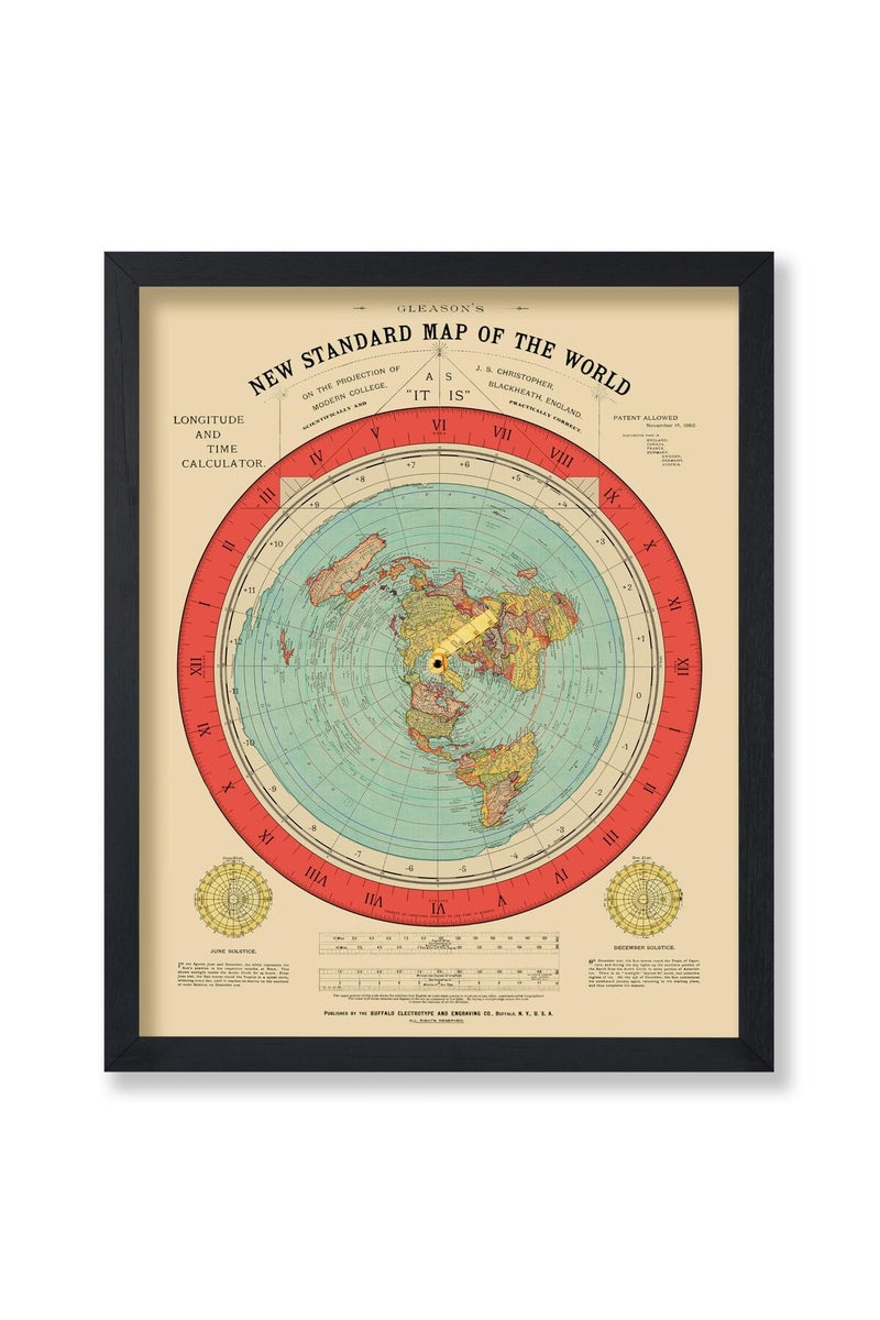 Poster Master Vintage Map - 8x10 Unframed Wall Art Print - New Standard of the World - Flat Earth Gleason's Map - Great Wall Decor Gift for Home, Office, Living Room, Bedroom - Image 1
