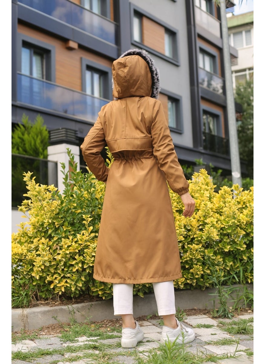 Brown Fur Lined and Waterproof Women's Winter Coat & Jacket - pzsku/Z87E888FCD6FEDFAC077DZ/45/_/1738786068/bb32ff03-1b49-4436-89ec-e7637c86cd15