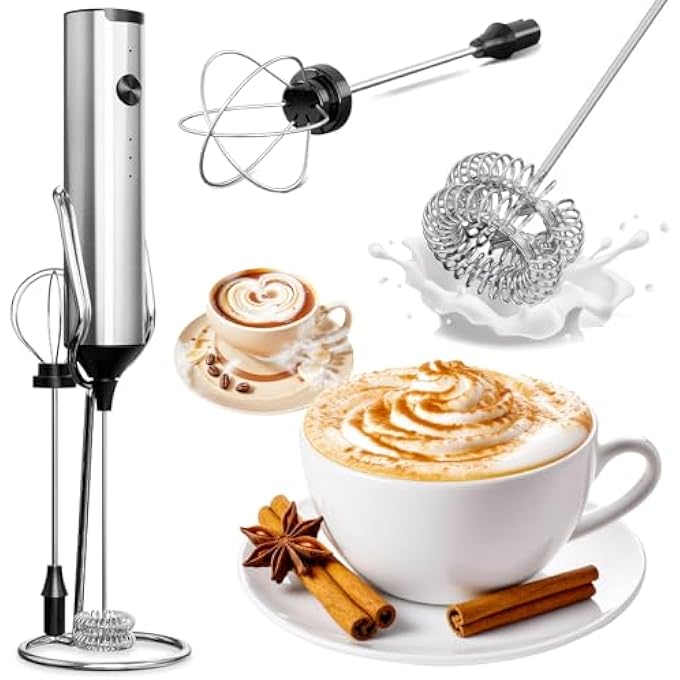 Houkiper Manual Mixer For Coffee Milk Mixer  Handheld Mixer For Latte Suitable For Cappuccino Iced Tea Matcha Hot Chocolate Ash Electric Whiskey Beverage Mixer Mini Frother - Image 2