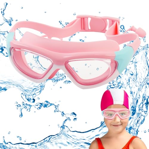 PROBEROS® Swimming Goggles for Kids, Leakproof Anti-Fog with Ear Plugs, UV Protection with Adjustable Strap Goggles for Swimming Air Tight Swim Goggles for Boys & Girls Aged 3-16 - Vibrant Pink - Image 1