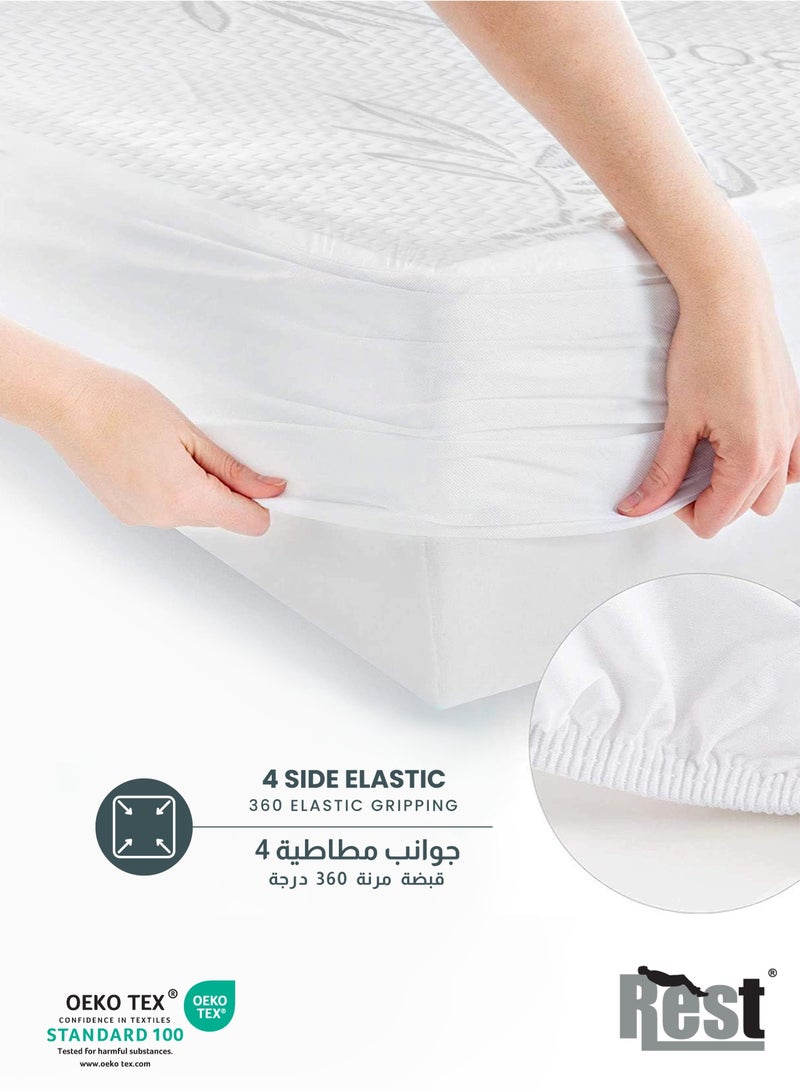 Rest Premium Bamboo Grey Mattress Protector 90x200+35CM Breathable & Waterproof - Image 3