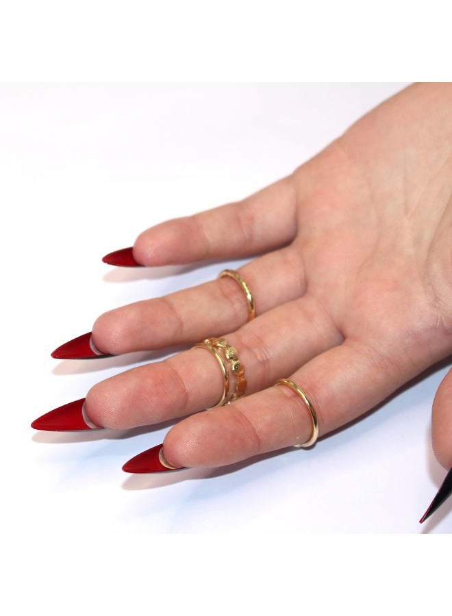 ALLKEM Black gloss-Red Bottoms 20 pcs Stiletto press on False Nail Tips 10 sizes Full Coverage Ballerina fake nails - Image 4
