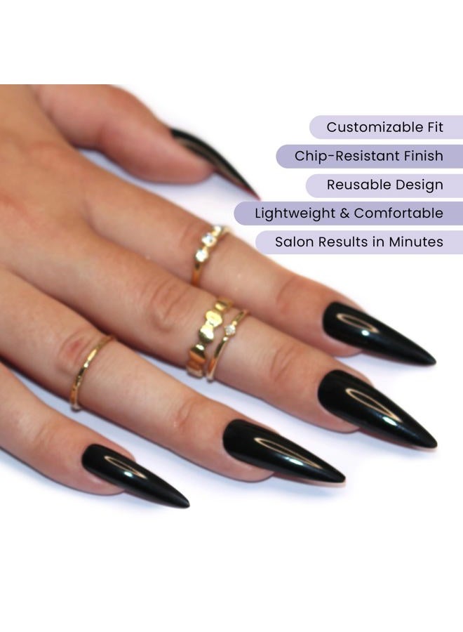 ALLKEM Black gloss-Red Bottoms 20 pcs Stiletto press on False Nail Tips 10 sizes Full Coverage Ballerina fake nails - Image 2
