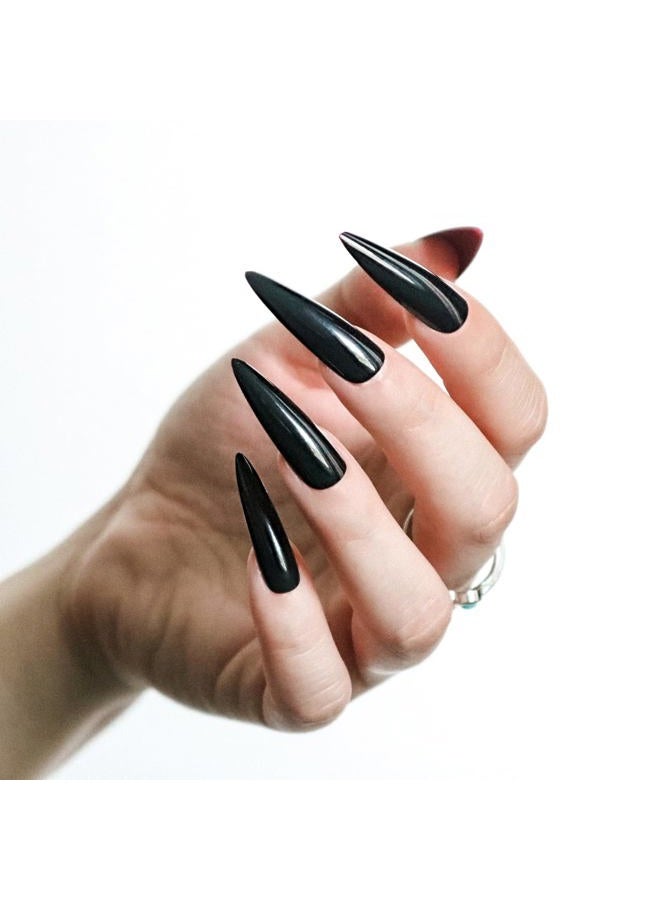 ALLKEM Black gloss-Red Bottoms 20 pcs Stiletto press on False Nail Tips 10 sizes Full Coverage Ballerina fake nails - Image 5